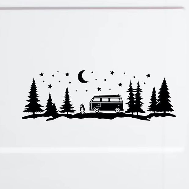Outdoor Adventure Words - Avontuurlijk boslandschap autostickers voor camper, auto,