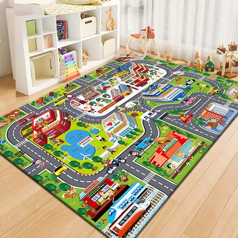 Outdoor Adventure Toys For Kids - Kleurrijk kinderstadkaart speelkleed, verkeersavontuur speelmat voor
